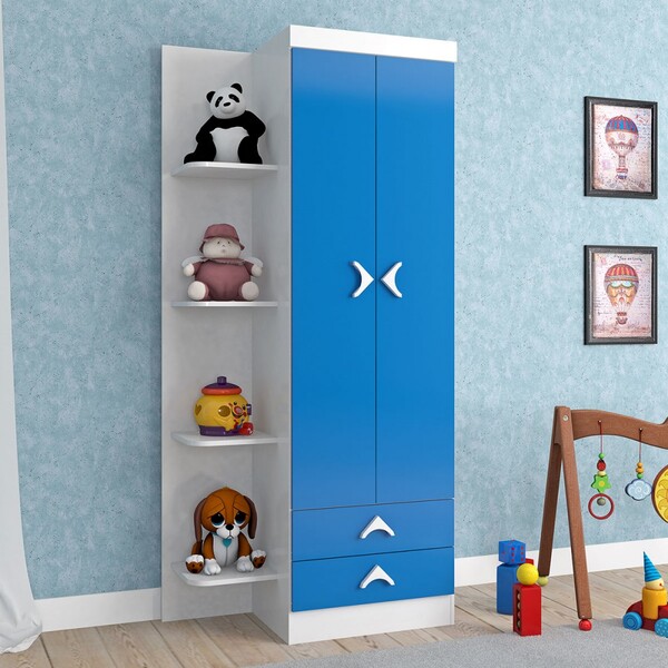 Guarda-roupa Infantil Trento 2 Portas 2 Gavetas Branco/azul B
