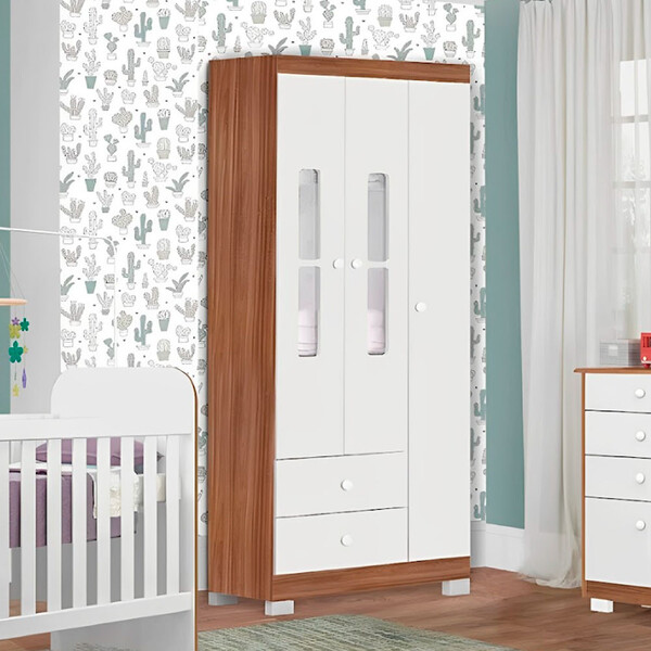 Guarda Roupa Infantil Turmalina Em Mdf 3 Portas E 2 Gavetas C