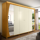 Guarda Roupa Inovação Com Espelho Led Pés Naturale Off White