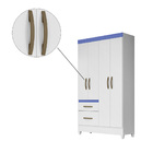 Guarda Roupa Irene 4 Portas Sem Espelho Branco Azul Tana Decor