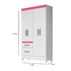 Guarda Roupa Irene 4 Portas Sem Espelho Branco Rosa Bnn Decor