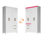 Guarda Roupa Irene 4 Portas Sem Espelho Branco Rosa Bnn Decor
