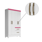 Guarda Roupa Irene 4 Portas Sem Espelho Branco Rosa Bnn Decor