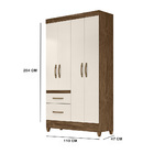 Guarda Roupa Irene 4 Portas Sem Espelho Castanho Wood Off Whi