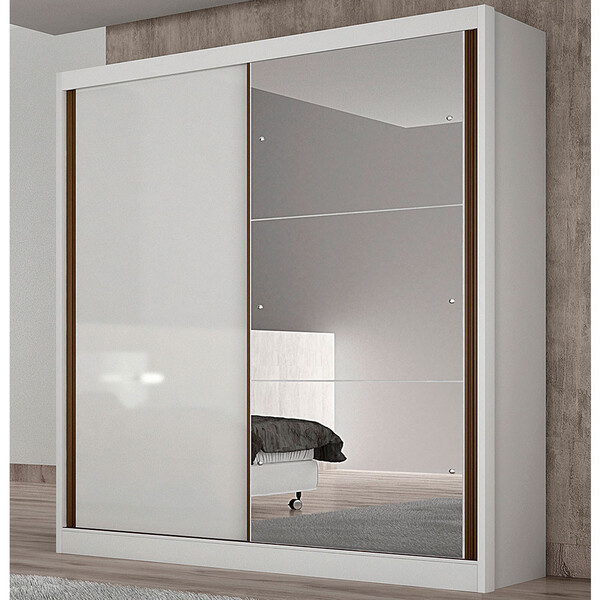 Guarda Roupa Istambul 2 Portas 3 Gavetas Com Espelho Clic Móv