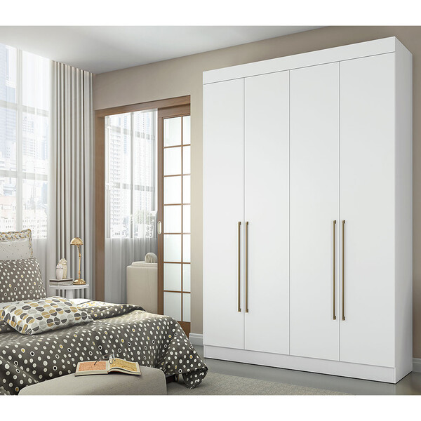 Guarda Roupa Itaguara 4 Portas 3 Gavetas Puxador De Aluminio