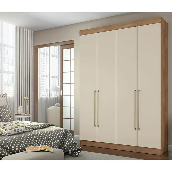 Guarda Roupa Itaguara 4 Portas 3 Gavetas Puxador De Aluminio