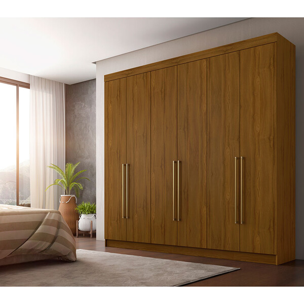 Guarda Roupa Itaguara 6 Portas 4 Gavetas Puxador De Alumínio