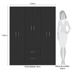 Guarda-roupa Jamaica 6 Portas 2 Gavetas Preto