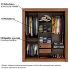 Guarda Roupa Jasper 3 Portas De Correr C/vidro Reflex Rustic