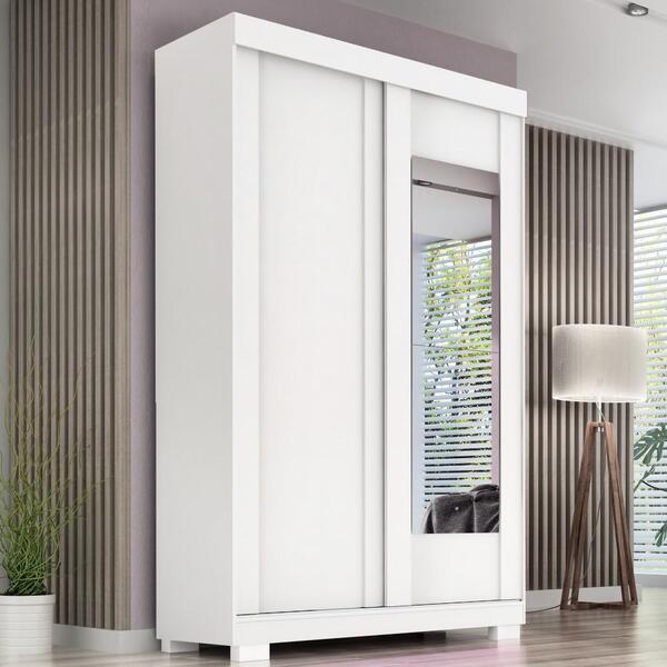 Guarda Roupa Kit Conjunto Espelho Quarto Solteiro Samira 2 Po