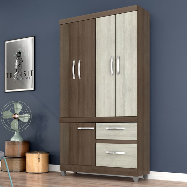 Guarda Roupa Laura 5 Portas  Castanho/noce - Moveis Arapongas