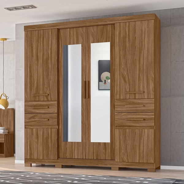 Guarda Roupa Leão 6 Portas Naturale Bnn Decor