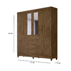 Guarda Roupa Libra 6 Portas Castanho Wood Tana Decor