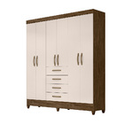 Guarda Roupa Libra 6 Portas Sem Espelho Castanho Wood Off Whi