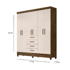 Guarda Roupa Libra 6 Portas Sem Espelho Castanho Wood Off Whi
