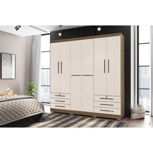 Guarda-roupa Londres 6 Portas Incorplac Teka/champanhe