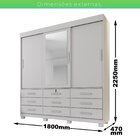 Guarda-roupa Londres Com Espelho E 9 Gavetas Branco