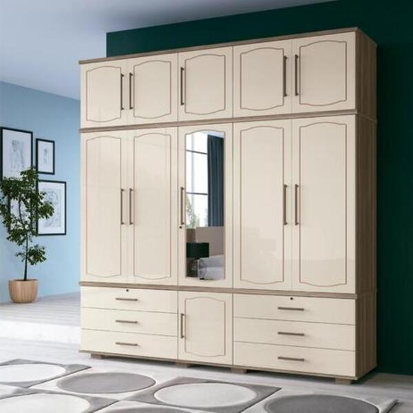 Guarda-roupa Londres Triplex Casal Castanha / Off White 11 Po