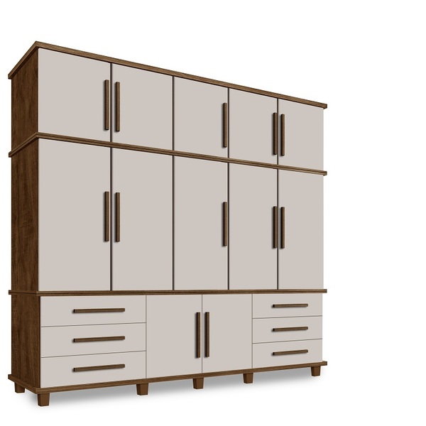 Guarda Roupa Londres Triplex Grande 5 Portas 6 Gavetas Com Ma
