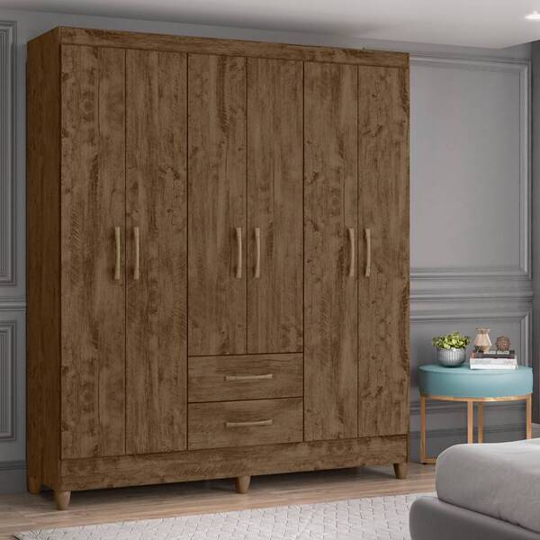 Guarda Roupa Lorena 6 Portas Castanho Wood Tana Decor