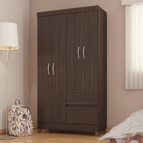 Guarda-roupa Lótus 4 Portas 2 Gavetas Café Touch - Demóbile