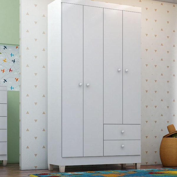 Guarda Roupa Love Kids 4 Portas 2 Gavetas Bnn Decor