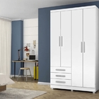 Guarda-roupa Luanda 4 Portas Branco Acetinado - Germai Móveis