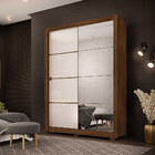 Guarda Roupa Lume Com Espelhos E Pés 2 Portas Corrediça Latte