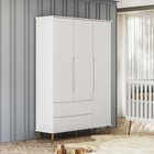 Guarda Roupa Lunna 3 Portas E 2 Gavetas Com Pés Retro Branco