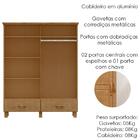 Guarda Roupa Madeira Maciça 4p 2g Espelho 157 Cm 1142 Milani
