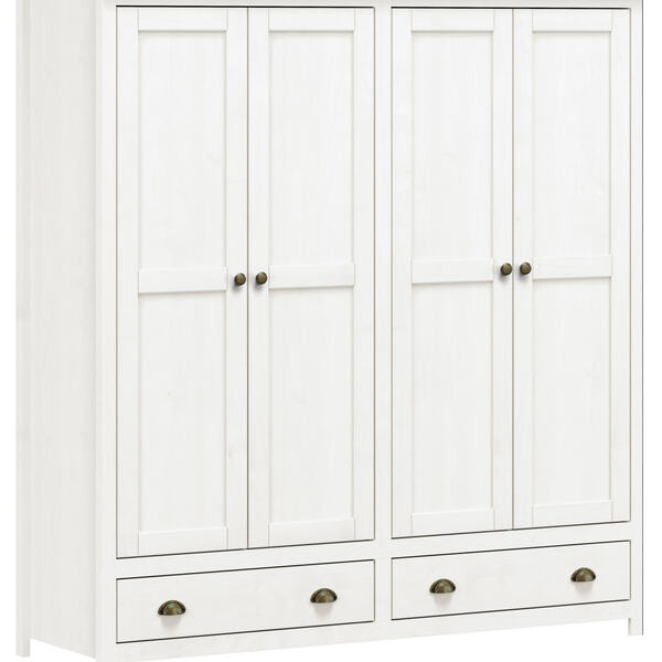 Guarda Roupa Madeira Maciça Topazio Com 4 Portas 2 Gavetas -