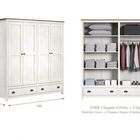 Guarda Roupa Madeira Maciça Topazio Com 4 Portas 2 Gavetas -