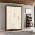 Guarda-roupa Madri 4 Portas Com 3 Gavetas Imbuia/champanhe