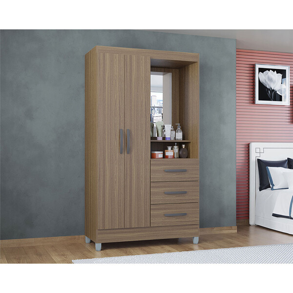 Guarda Roupa Madri Com 2 Portas E 3 Gavetas Poquema
