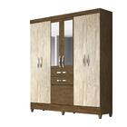 Guarda Roupa Mafra 6 Portas Com Espelho 2 Gavetas Castanho Av