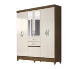 Guarda Roupa Mafra 6 Portas Com Espelho 2 Gavetas Castanho Wo