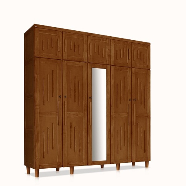 Guarda Roupa Maranhão 5 Portas Com Espelho Castanho - Atraent