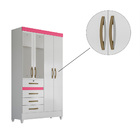 Guarda Roupa Maravilha 4 Portas Branco Rosa Bnn Decor