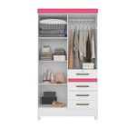 Guarda Roupa Maravilha 4 Portas Branco Rosa Bnn Decor