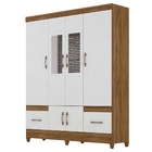 Guarda Roupa Margot Naturale Branco Com Espelho