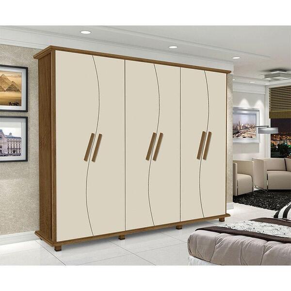 Guarda Roupa Master Plus 6 Portas Cedro Txt/off White