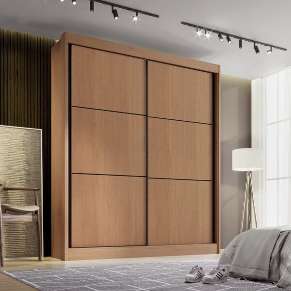 Guarda-roupa Mdf 2 Portas De Correr 3 Gavetas Milos Cinamomo/