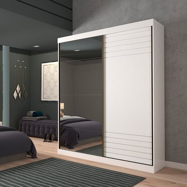 Guarda-roupa Mdf 2 Portas De Correr Espelho E 3 Gavetas Inter