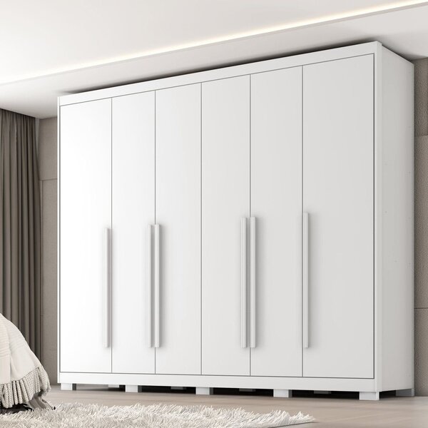 Guarda-roupa Mdf 6 Portas 6 Gavetas Platinium Branco Absoluto
