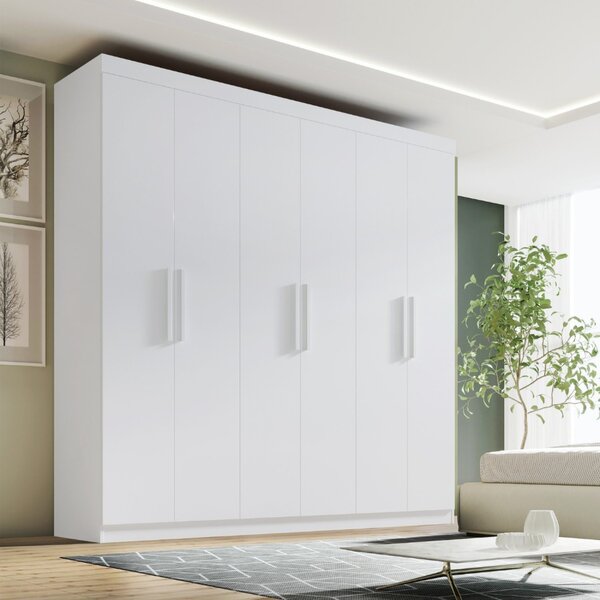 Guarda-roupa Mdf Fenix 06 Portas De Bater 06 Gavetas Branco
