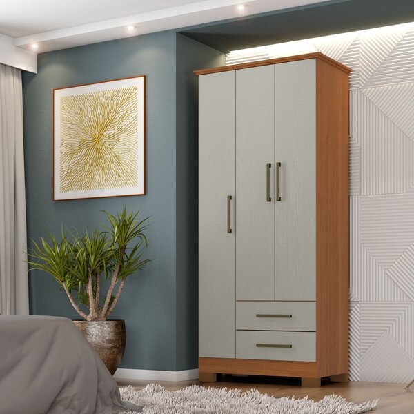 Guarda-roupa Mdp 3 Portas 2 Gavetas França Cinamomo/areia