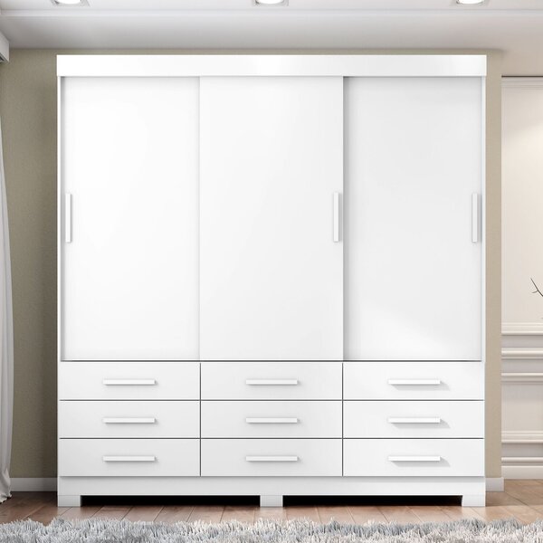 Guarda-roupa Mdp 3 Portas 9 Gavetas Ideale Max Branco Absoluto