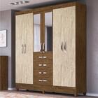 Guarda Roupa Miley Castanho Wood Avelã Wood Com Espelho