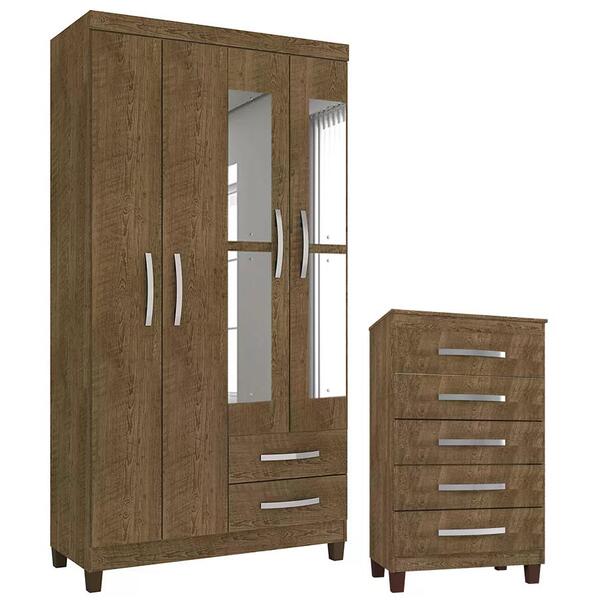 Guarda Roupa Modena Com Espelho E Comoda Cannes Inc Milani St